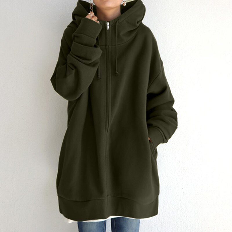 Oversized Hoodie Sweatshirt with Drawstring for Women - Green