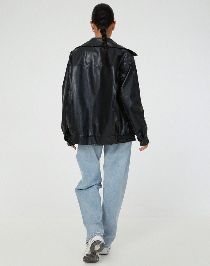 Oversized Leather Jacket for Women - View 4