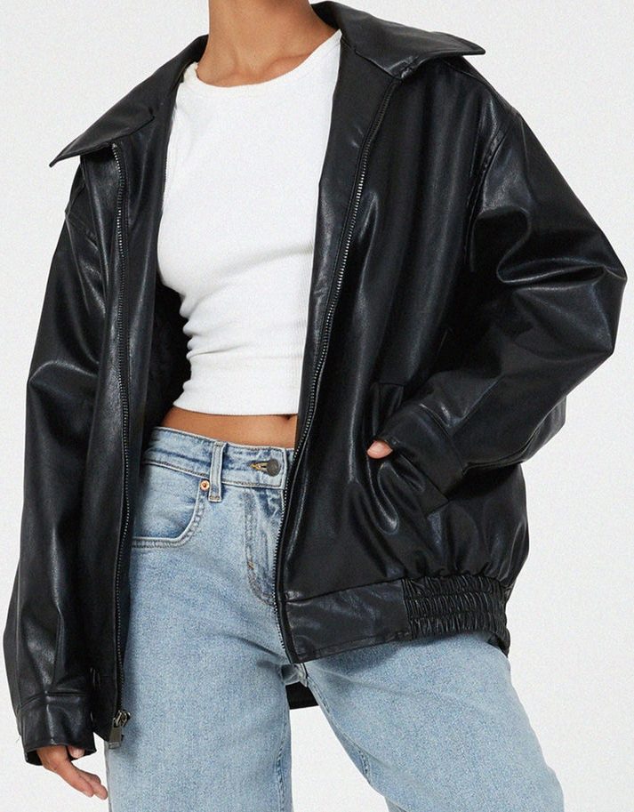 Oversized Leather Jacket for Women - View 5