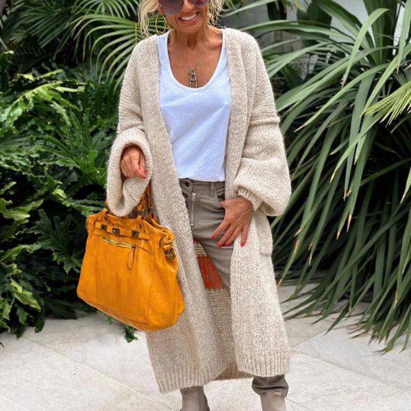 Oversized Long Cardigan with Love and Peace Design for Women