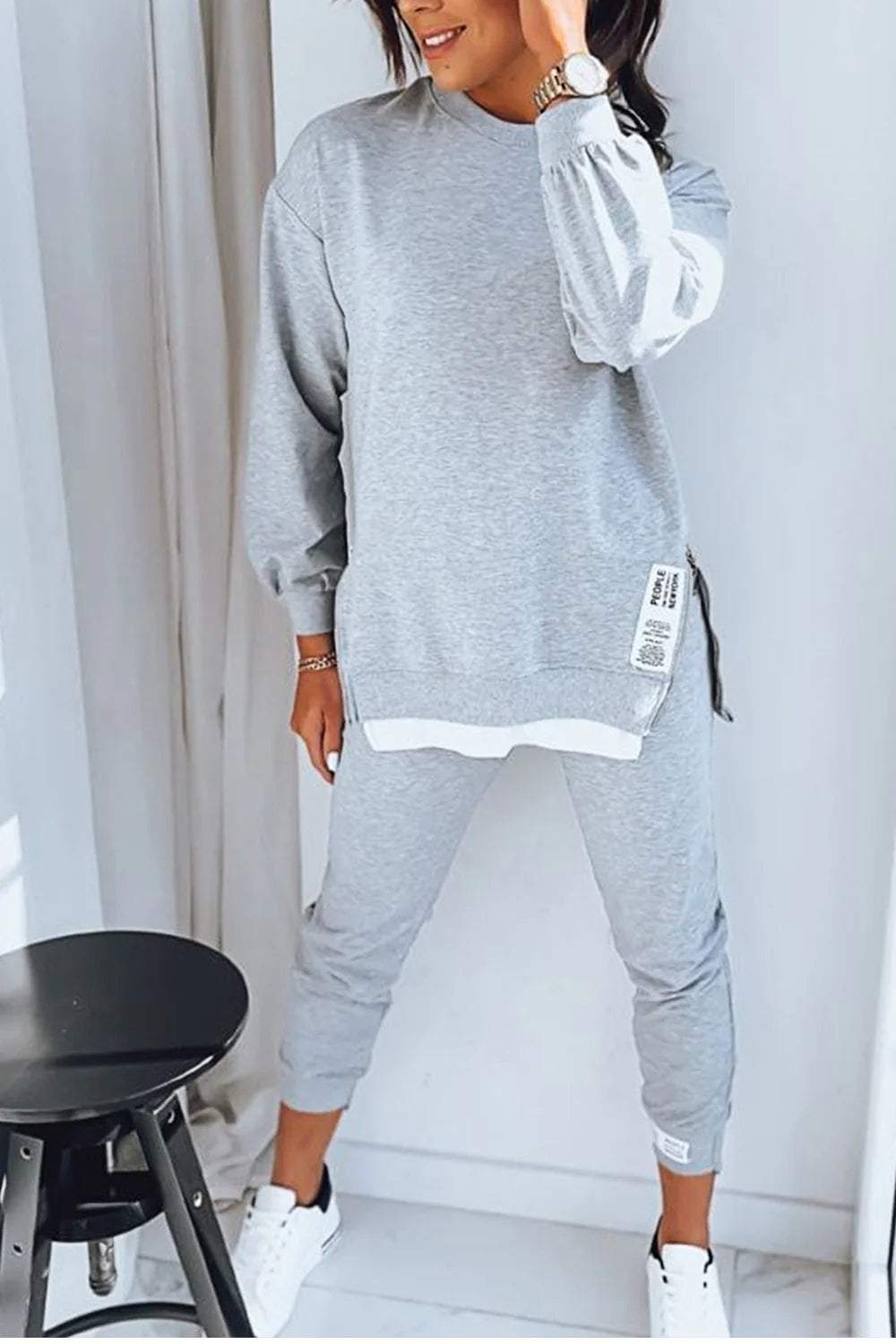Oversized Long Sleeve Sweater and Pants Set for Women