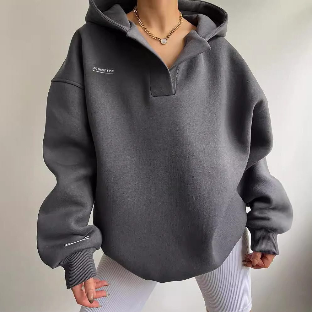 Oversized Quarter-Zip Hoodie for Women