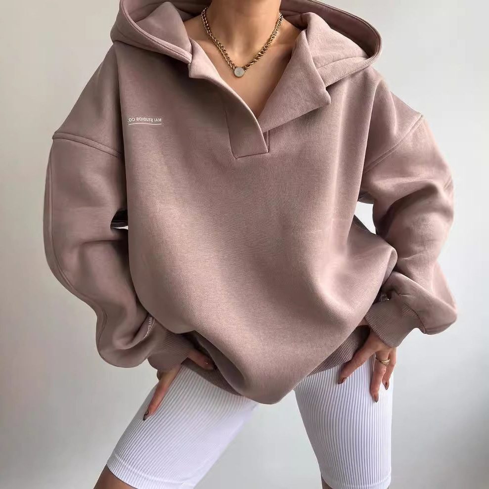 Oversized Quarter-Zip Hoodie for Women