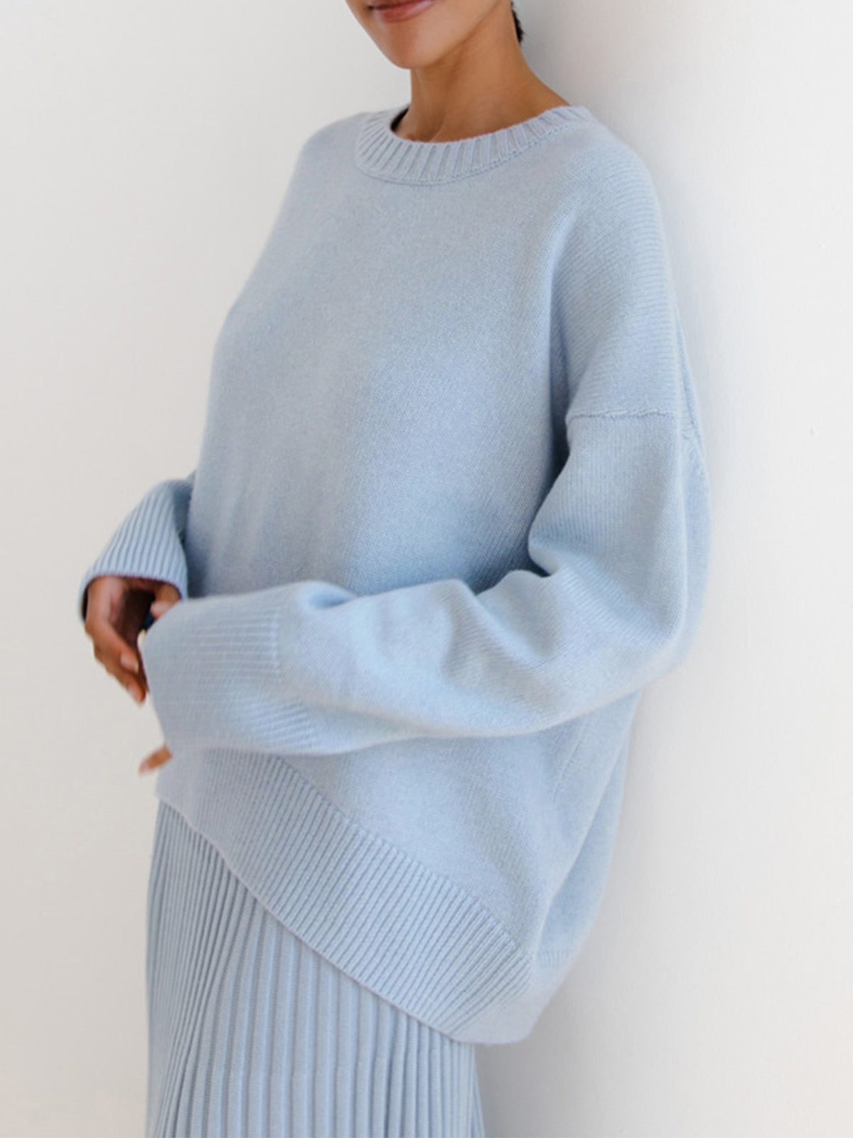 Oversized Ribbed Knit Pullover for Women