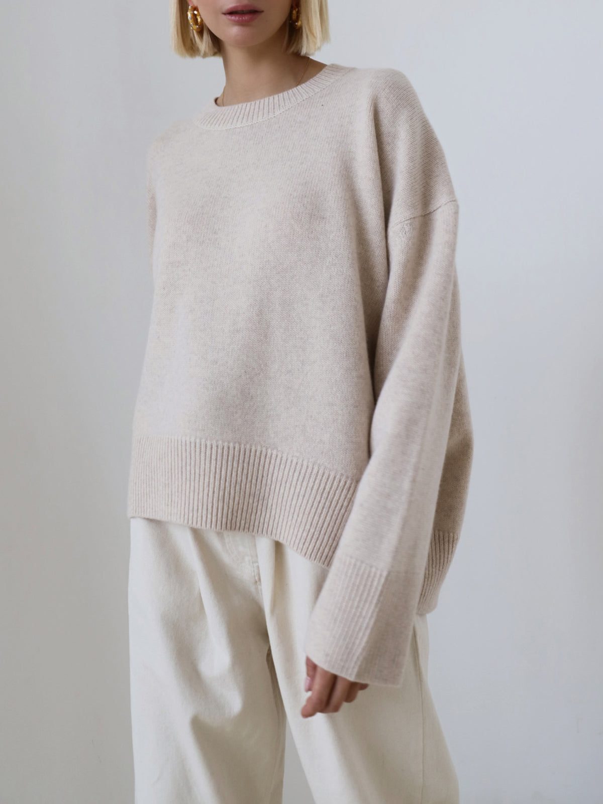 Oversized Ribbed Knit Pullover for Women