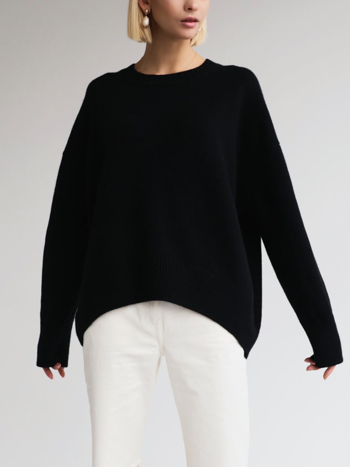 Oversized Ribbed Knit Pullover for Women