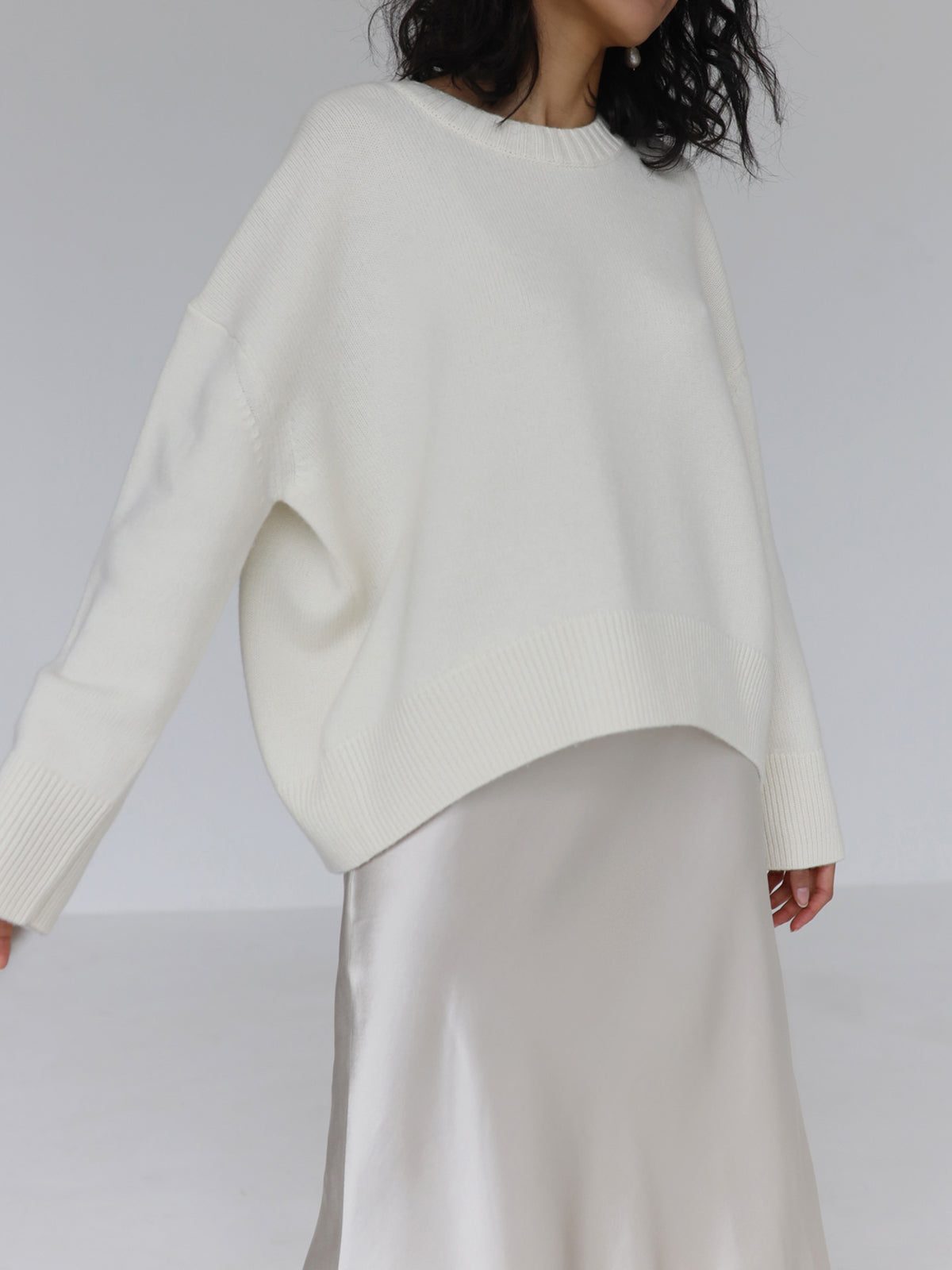 Oversized Ribbed Knit Pullover for Women