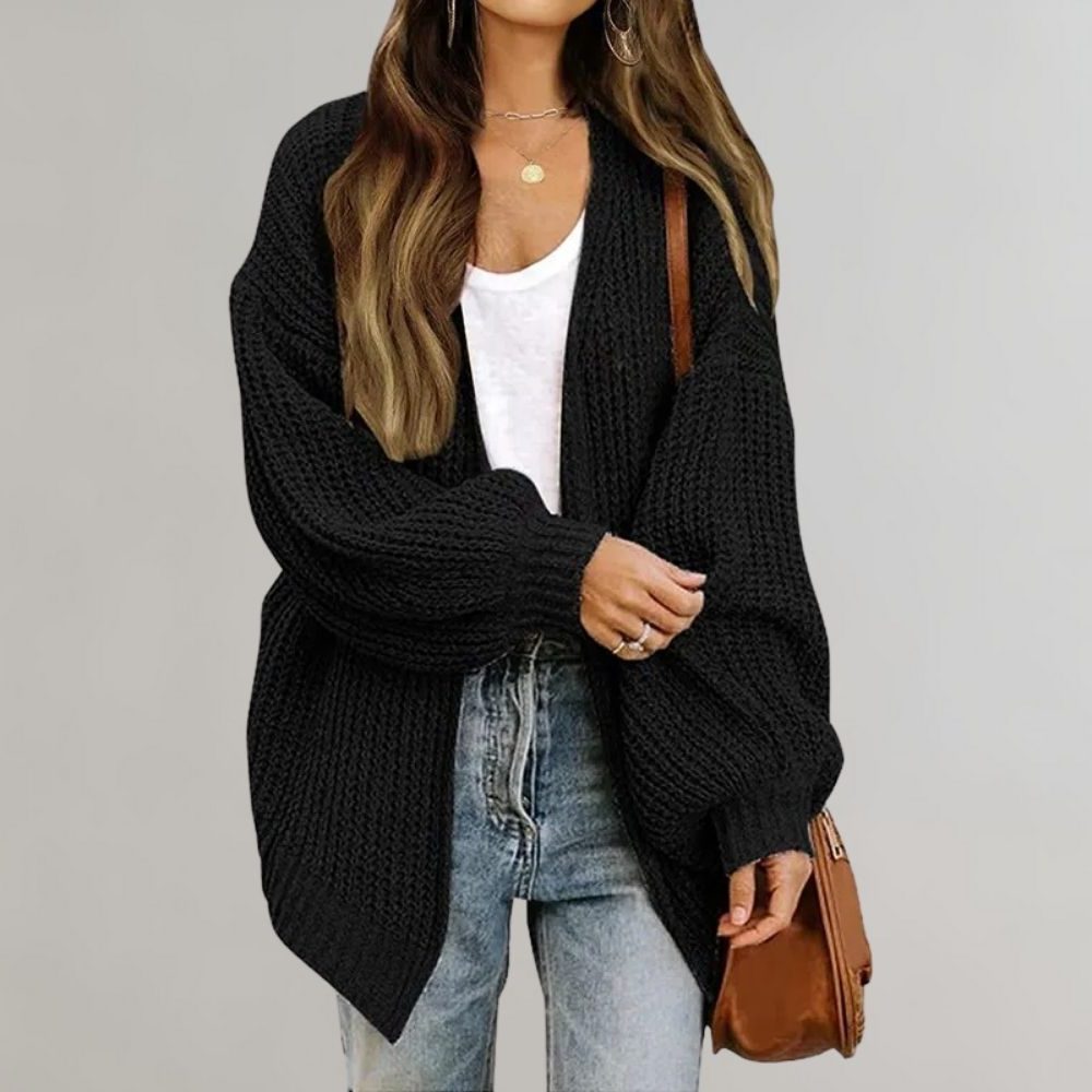 Oversized Ribbed Knitted Long Cardigan for Women
