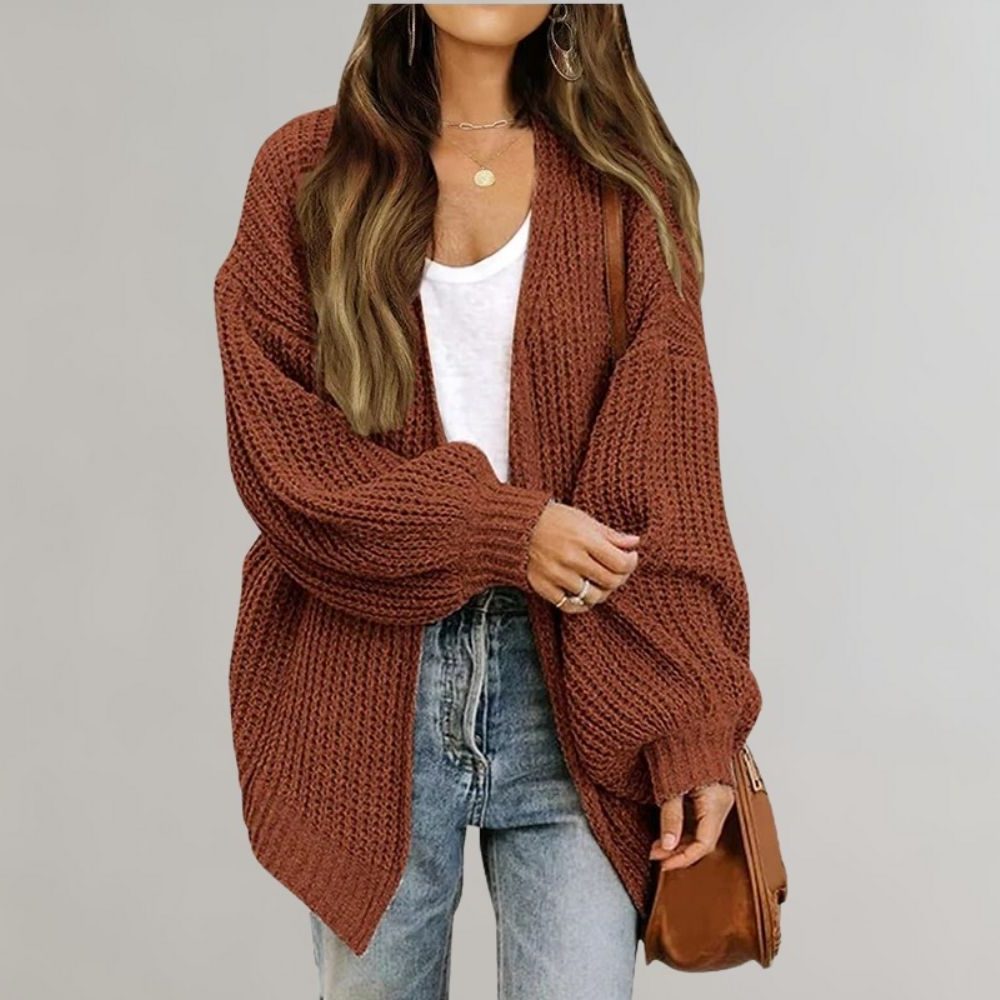 Oversized Ribbed Knitted Long Cardigan for Women
