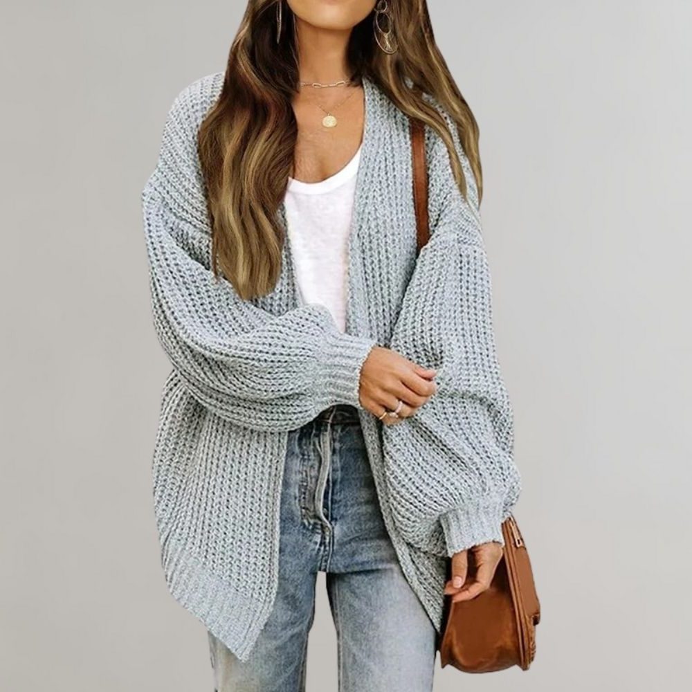Oversized Ribbed Knitted Long Cardigan for Women