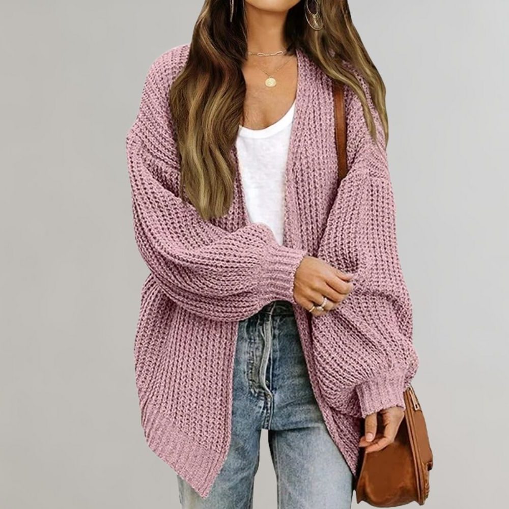 Oversized Ribbed Knitted Long Cardigan for Women