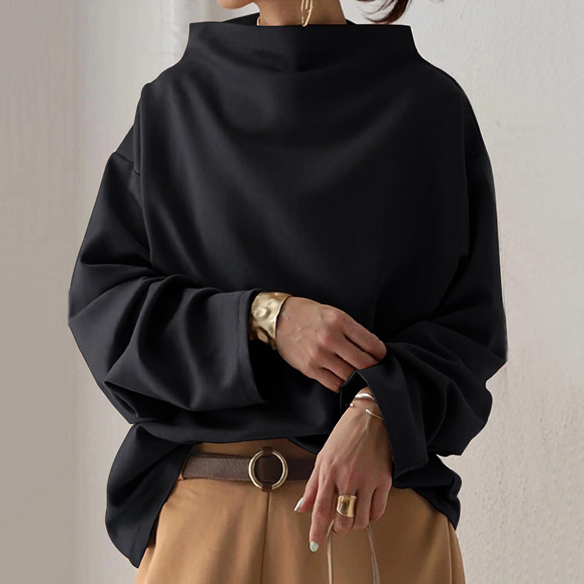 Oversized Roll Neck Jumper for Women - View 5