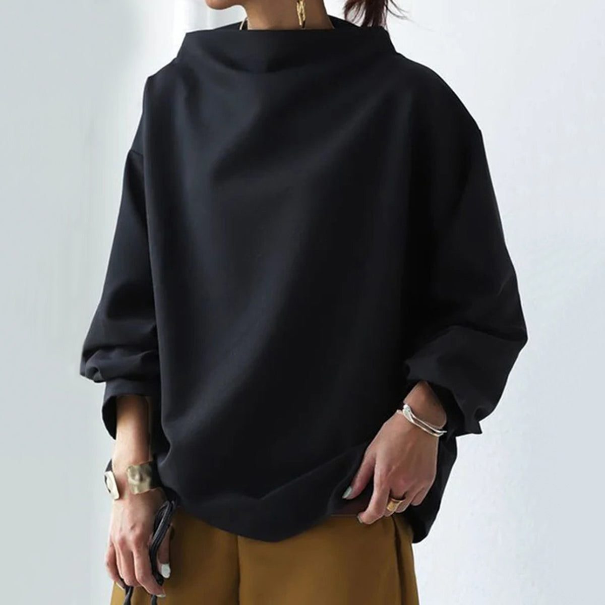 Oversized Roll Neck Jumper for Women - View 2