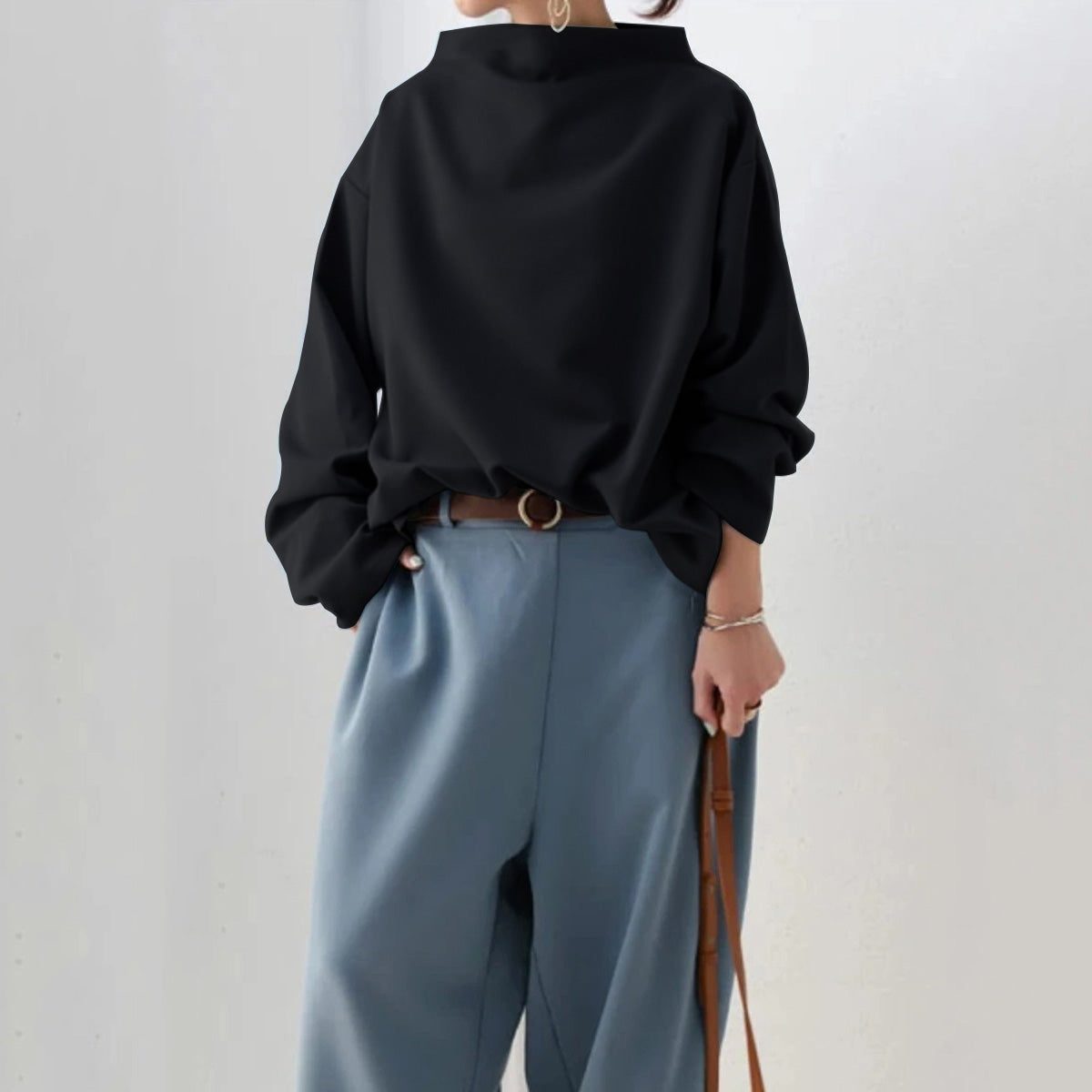 Oversized Roll Neck Jumper for Women - View 3