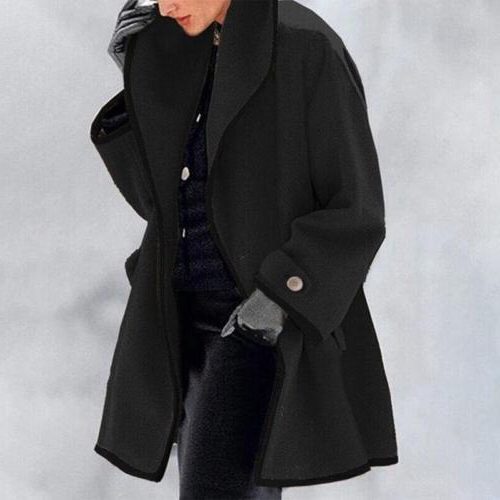 Oversized Wool Blazer for Women - Black