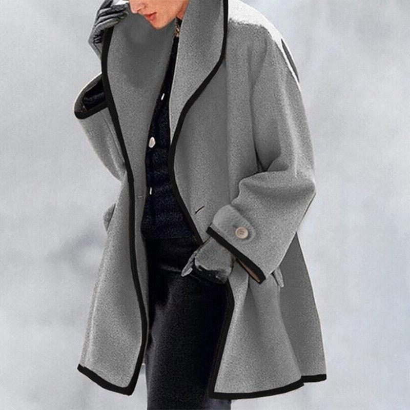 Oversized Wool Blazer for Women - Gray