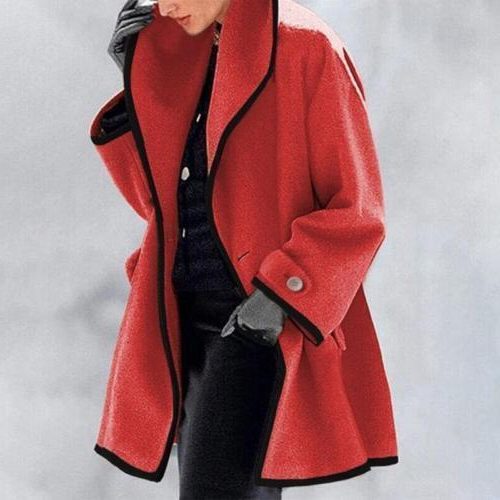 Oversized Wool Blazer for Women - Red