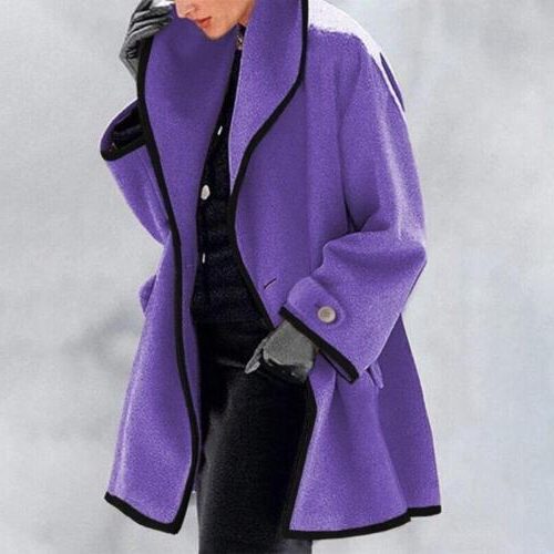 Oversized Wool Blazer for Women - Purple