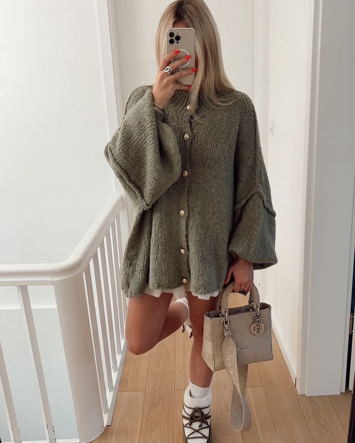 Oversized Wool Cardigan for Women - Green