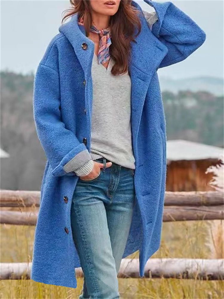 Oversized Wool Hooded Coat for Women