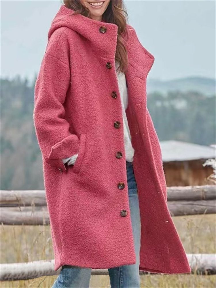 Oversized Wool Hooded Coat for Women