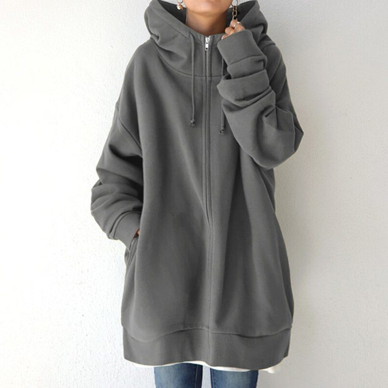 Oversized Zip-Up Hoodie Sweatshirt for Women