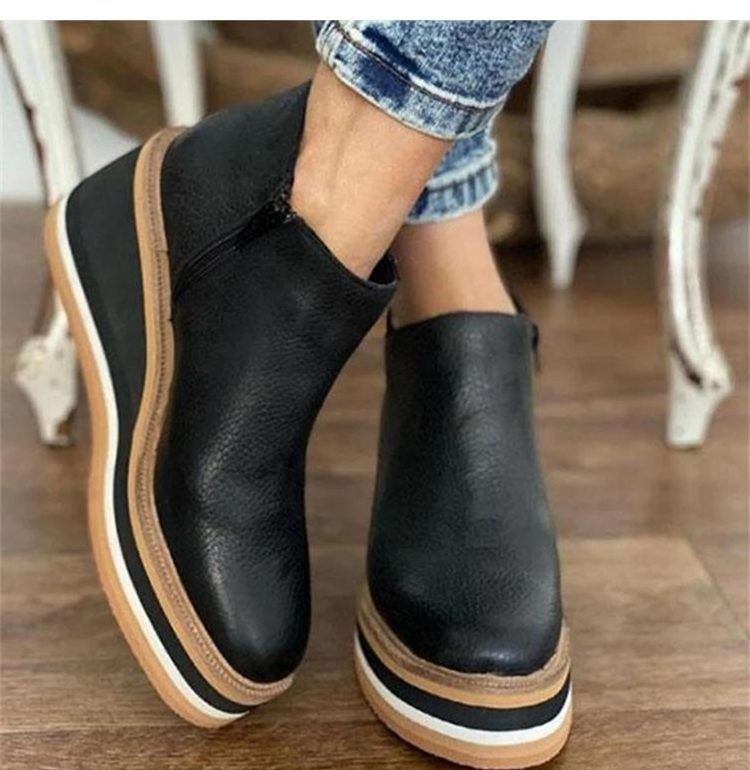 Platform Ankle Boots for Women - Black