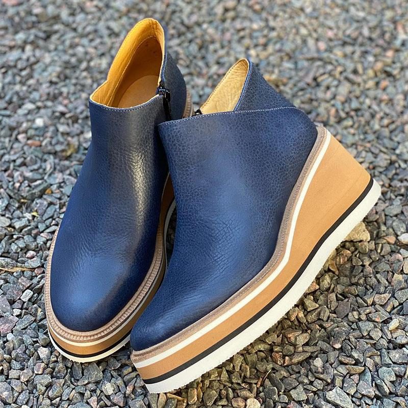 Platform Ankle Boots for Women - Blue