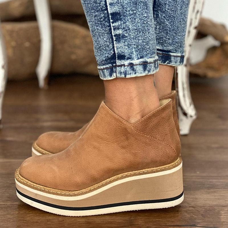 Platform Ankle Boots for Women - Brown