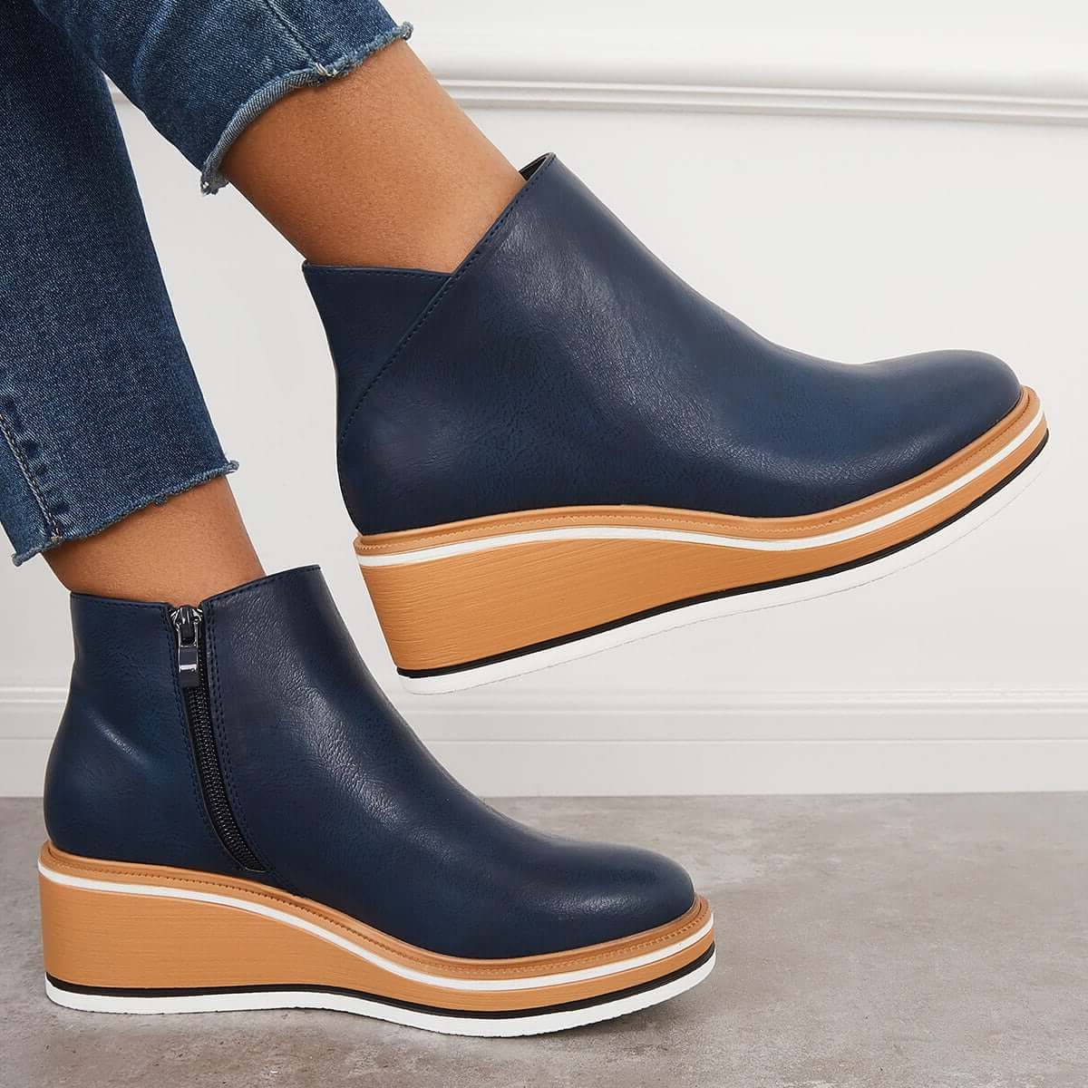Platform Ankle Boots with Side Zip for Women - View 5