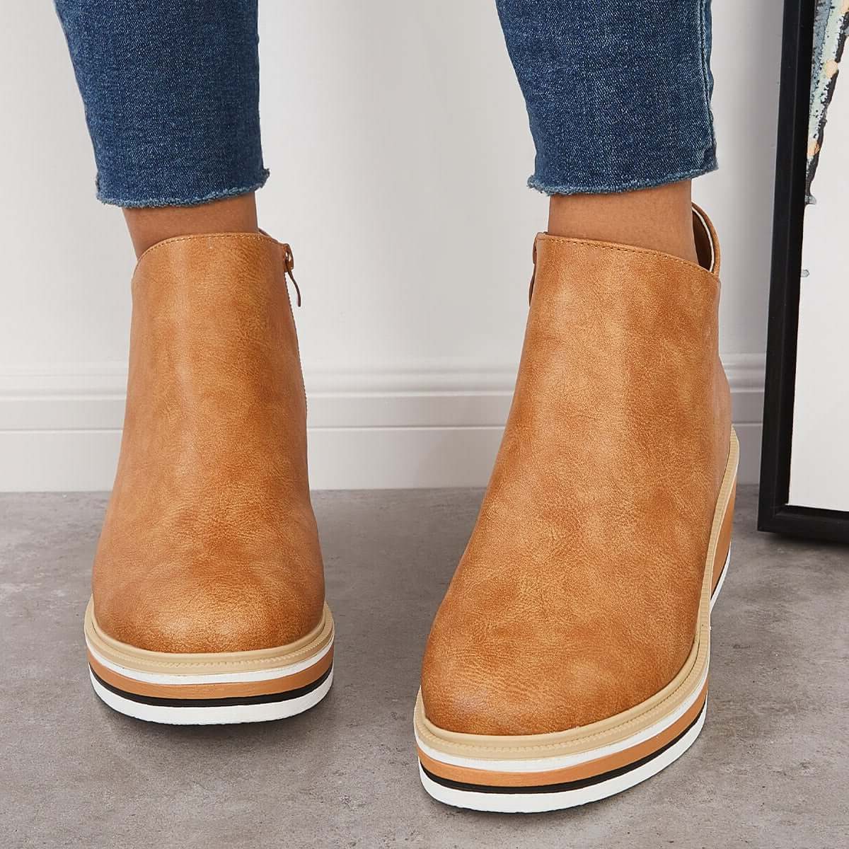 Platform Ankle Boots with Side Zip for Women - View 7