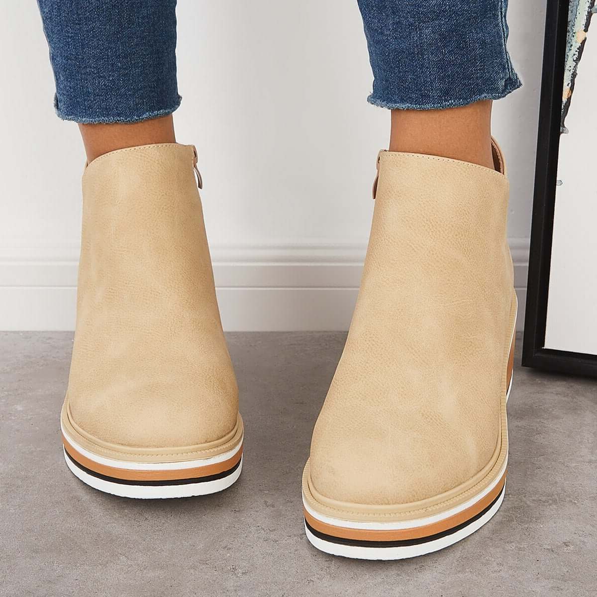 Platform Ankle Boots with Side Zip for Women - View 10