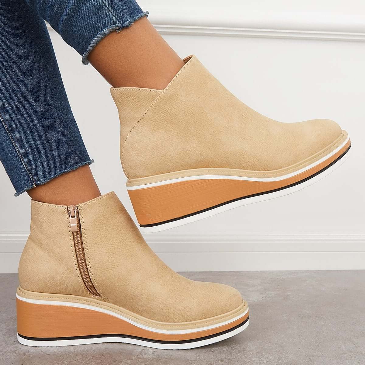 Platform Ankle Boots with Side Zip for Women - View 11