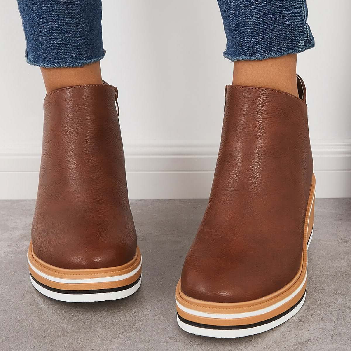 Platform Ankle Boots with Side Zip for Women - View 13