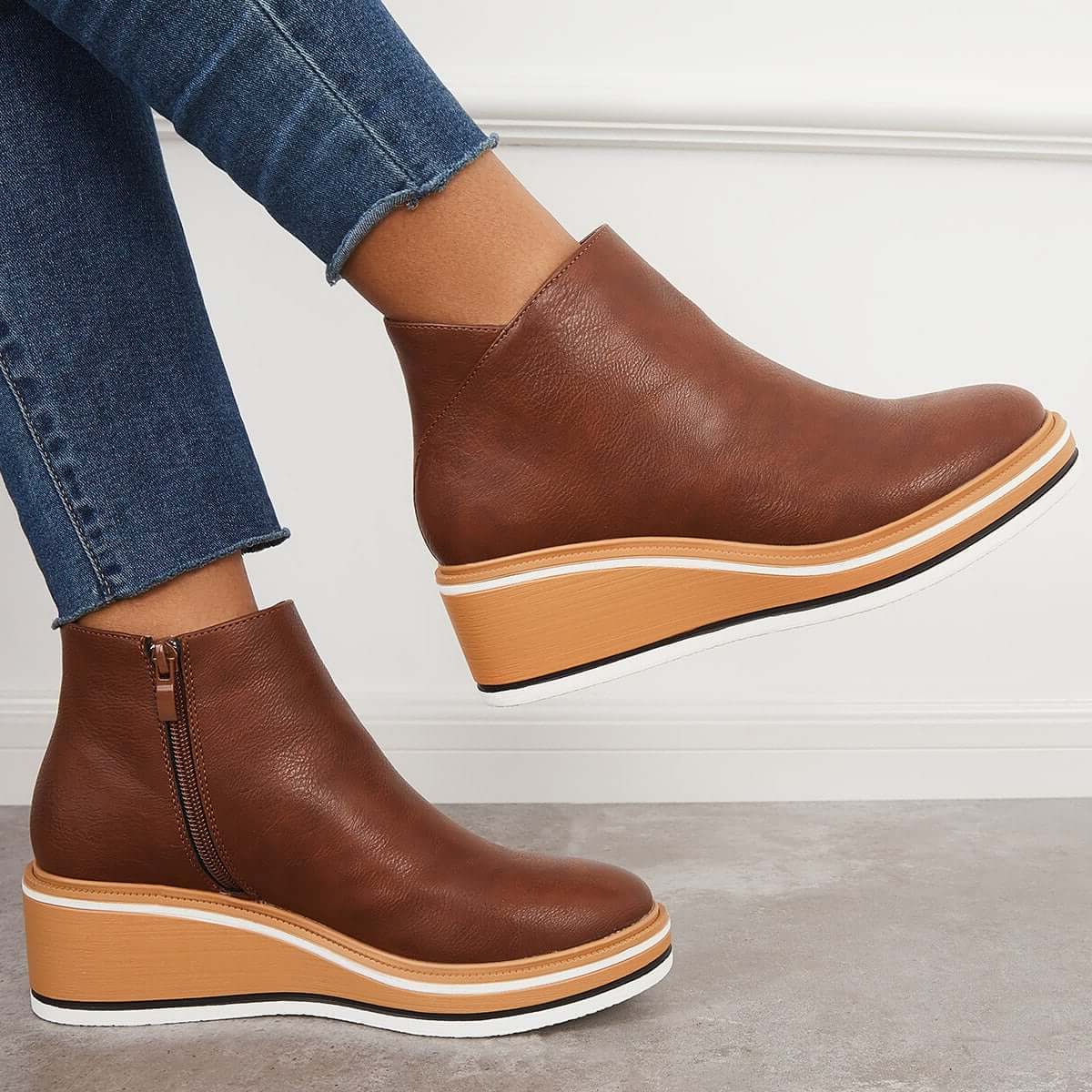 Platform Ankle Boots with Side Zip for Women - View 14