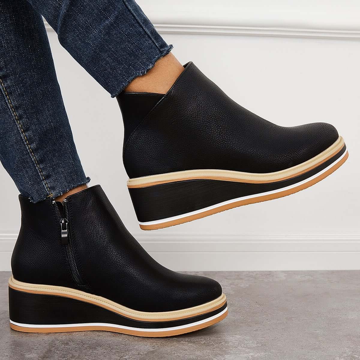 Platform Ankle Boots with Side Zip for Women - View 2
