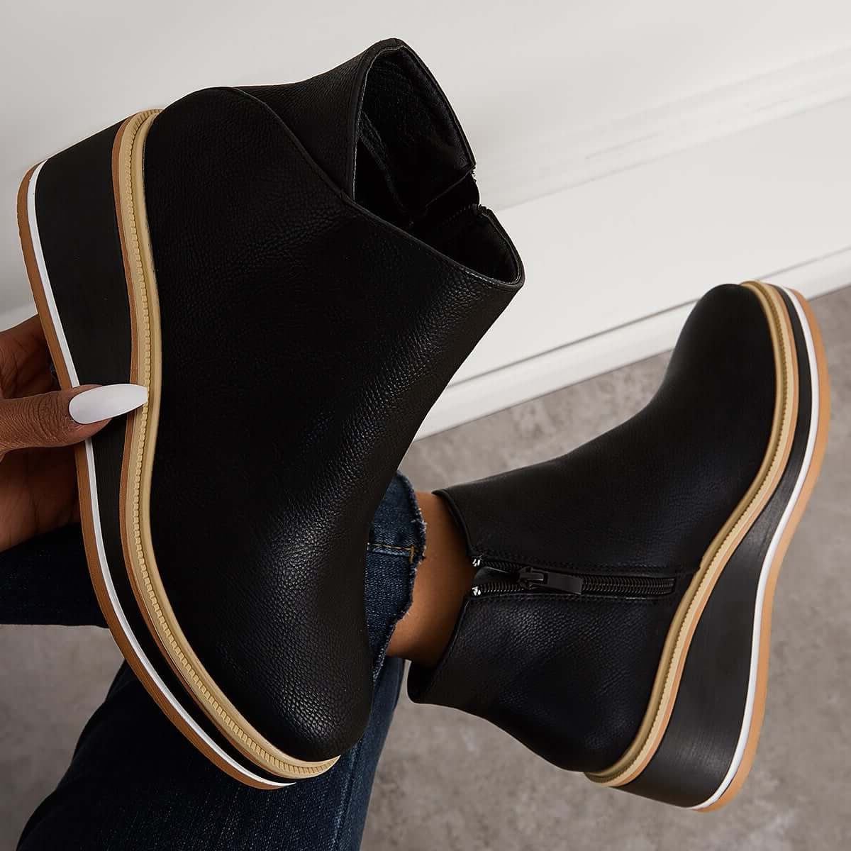 Platform Ankle Boots with Side Zip for Women - View 3