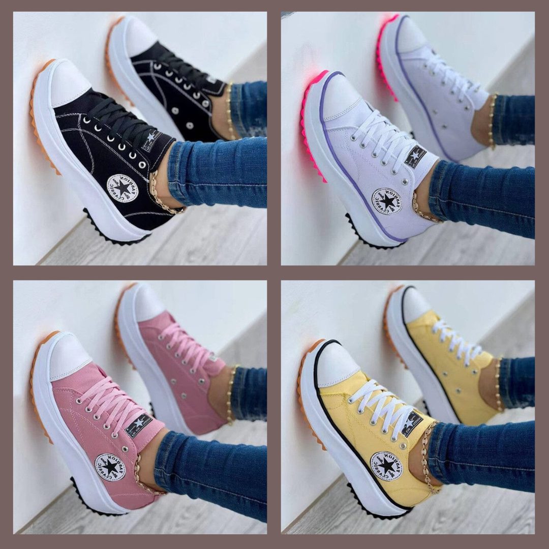 Platform High-Top Sneakers with Lace-Up for Women