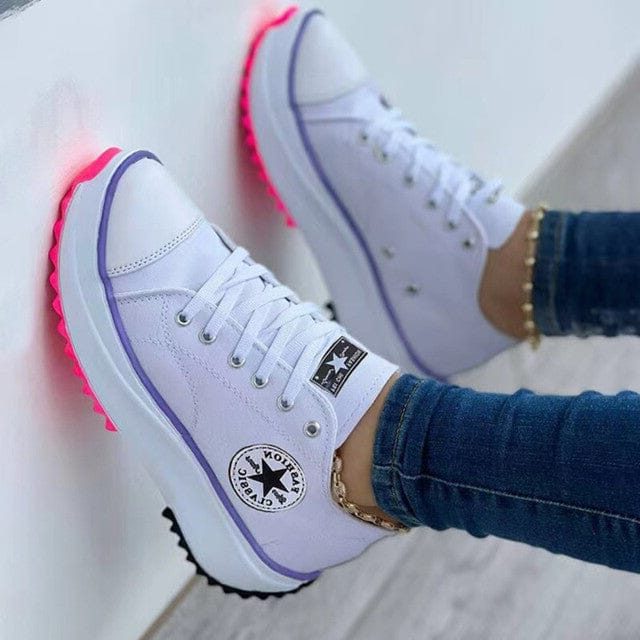 Platform High-Top Sneakers with Lace-Up for Women