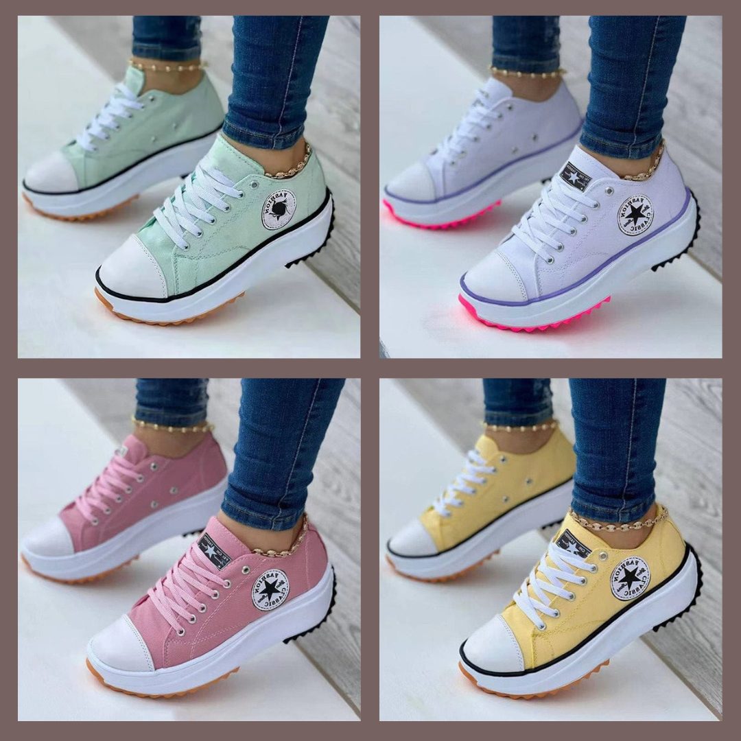 Platform High-Top Sneakers with Lace-Up for Women
