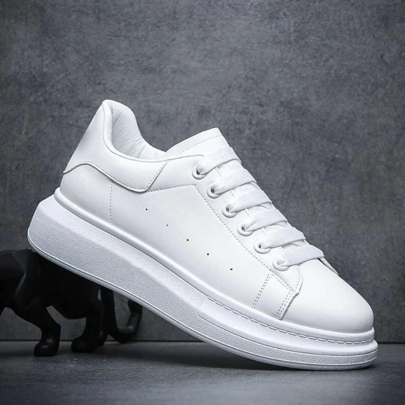 Platform Thick Sole Lace-Up Sneakers for Women - White