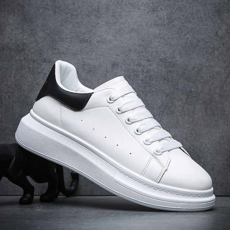 Platform Thick Sole Lace-Up Sneakers for Women - White/Black
