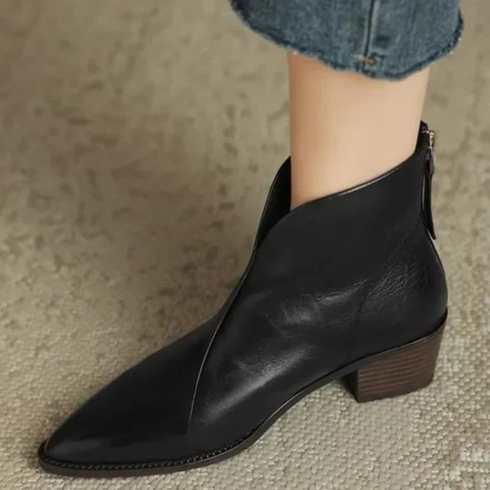 Pointed Toe Leather Ankle Boots for Women - View 4