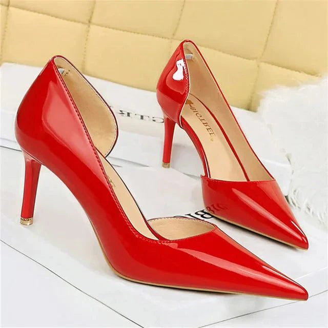 Pointed Toe Patent Pumps for Women - Red 7.5cm