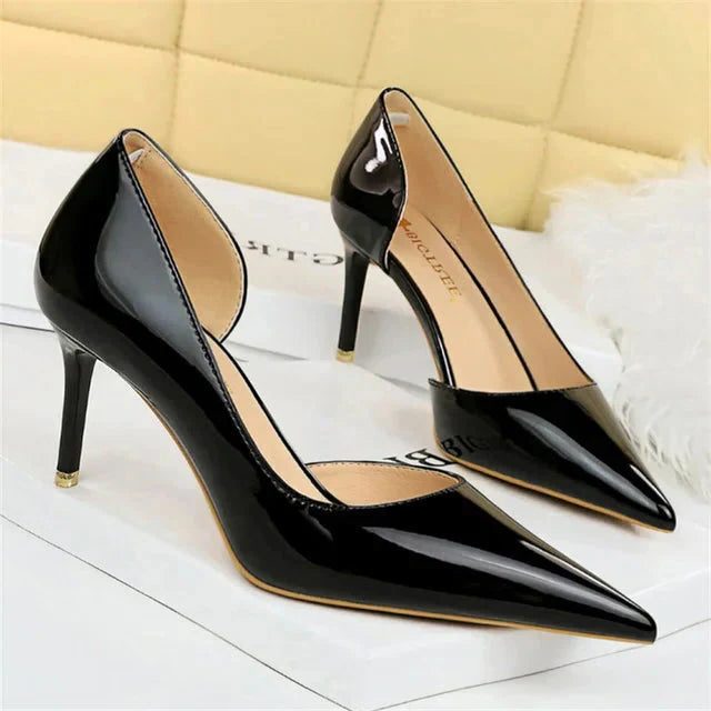 Pointed Toe Patent Pumps for Women - Black 7.5cm