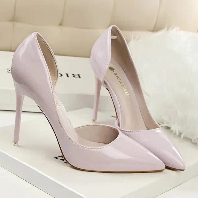 Pointed Toe Patent Pumps for Women - Gray 10.5cm