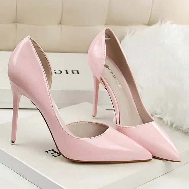 Pointed Toe Patent Pumps for Women - Pink 10.5cm