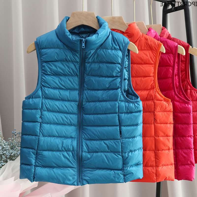 Quilted Puffer Vest with Stand Collar for Women