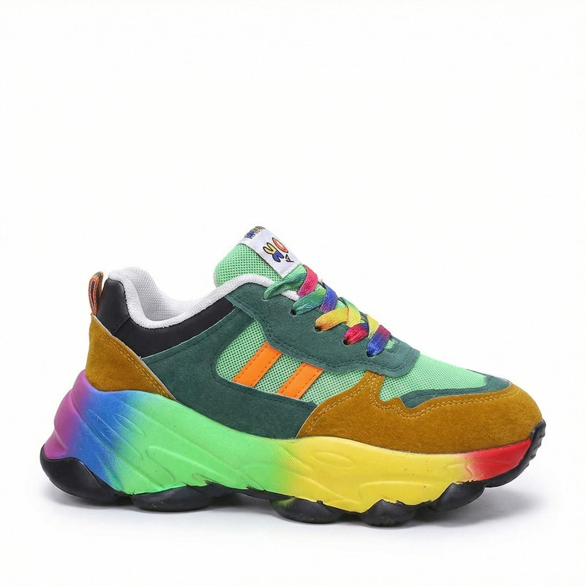 Rainbow Chunky Platform Sneakers for Women - Green