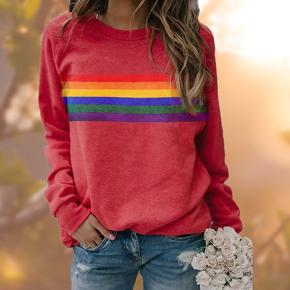 Rainbow Stripe Oversized Sweatshirt for Women